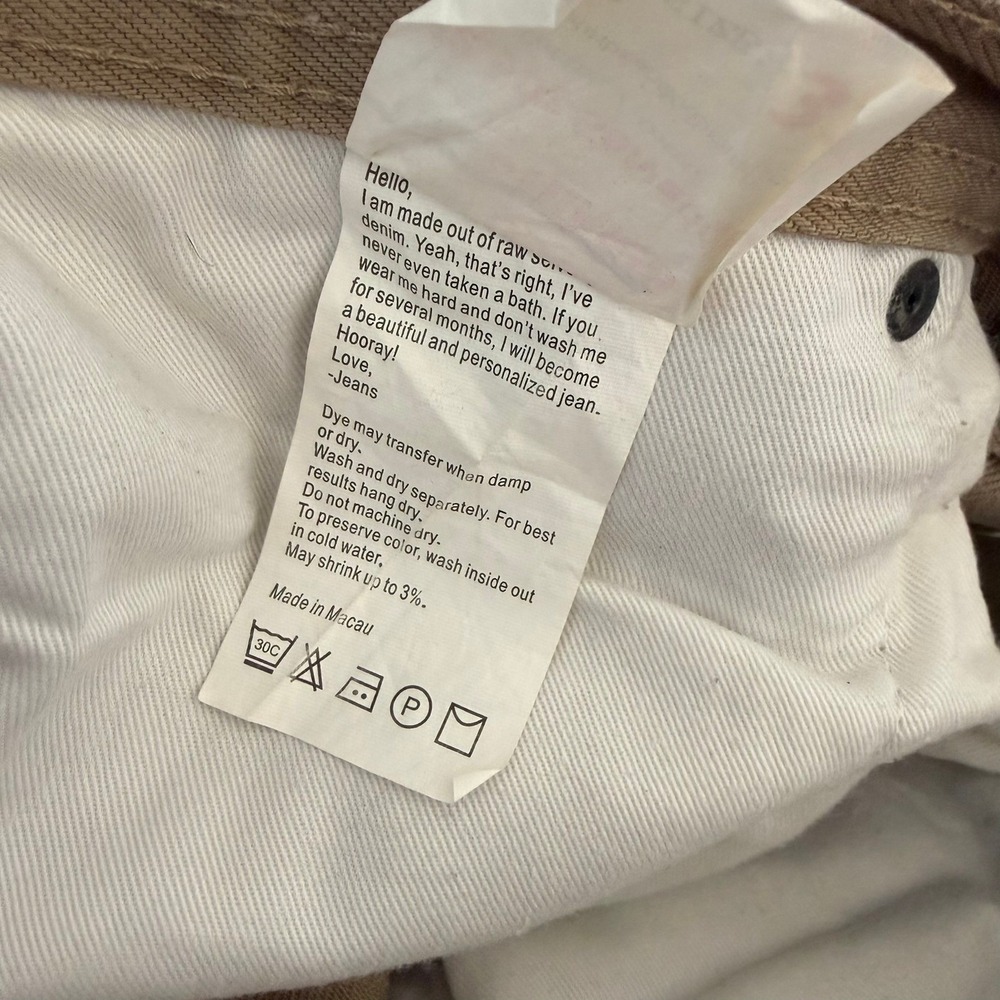 Unbranded Brand UB307 Straight Fit 12.5oz Selvedge Jeans Brown Beige Tan Mens 33 - Picture 8 of 9